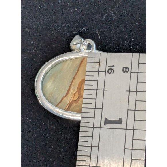 Landscape Jasper Pendant 925 Sterling Silver Oval Design - Picture 4 of 9